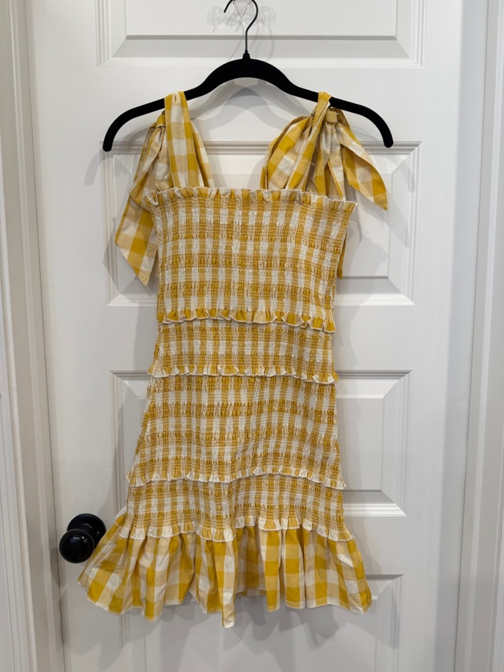 Yellow Gingham Mini Dress with Tie Straps